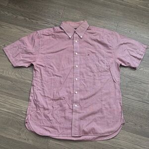 Tommy Hilfiger |Red White Micro-Check Short-Sleeve Button-Down 100% Cotton Large